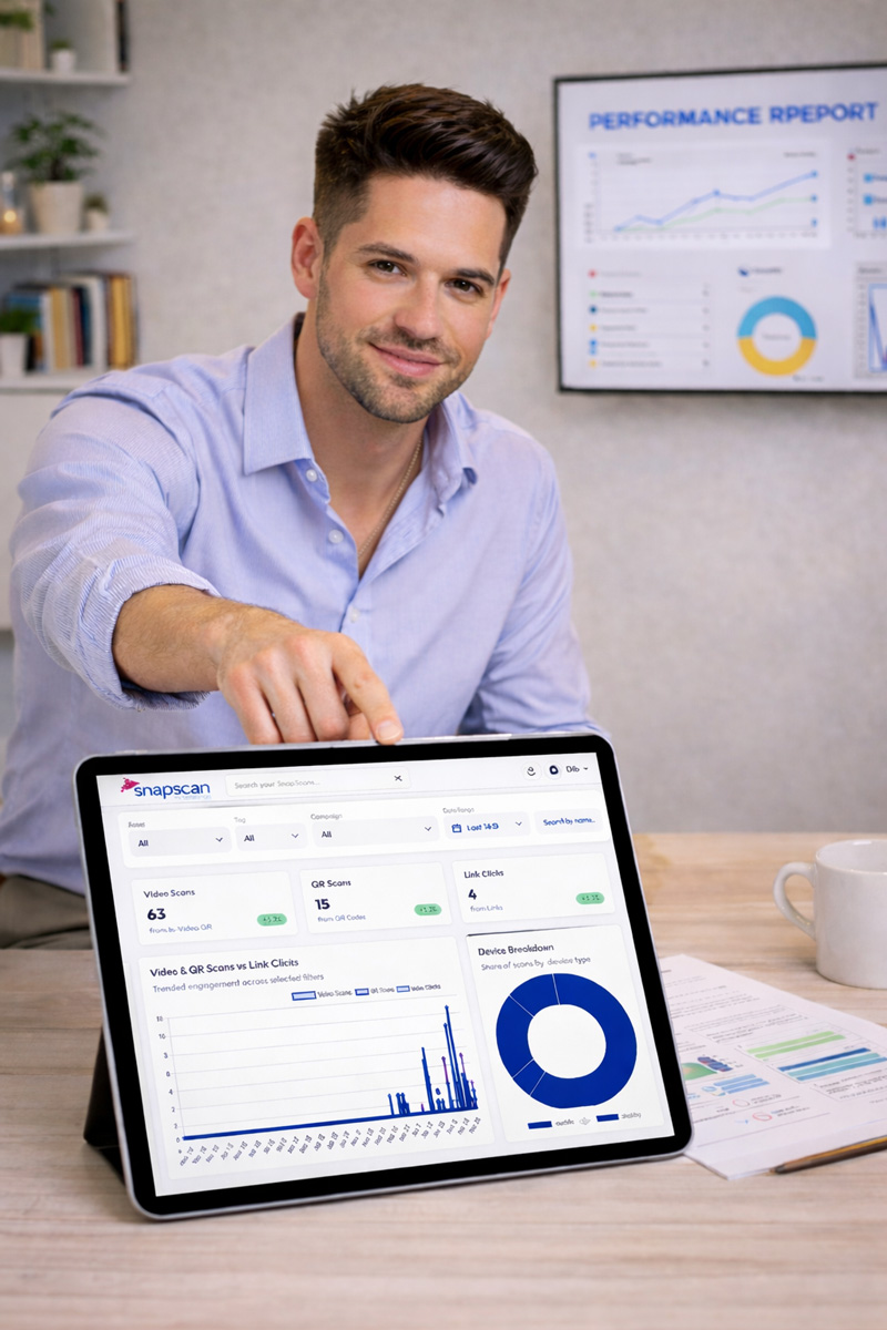 Marketing professional analyzing campaign performance dashboard to optimize client results